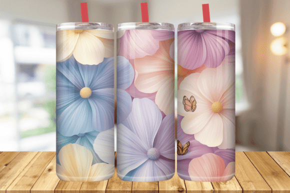 Download Pastel Flowers Wrap for Straight Tumbler - Premium Bundle